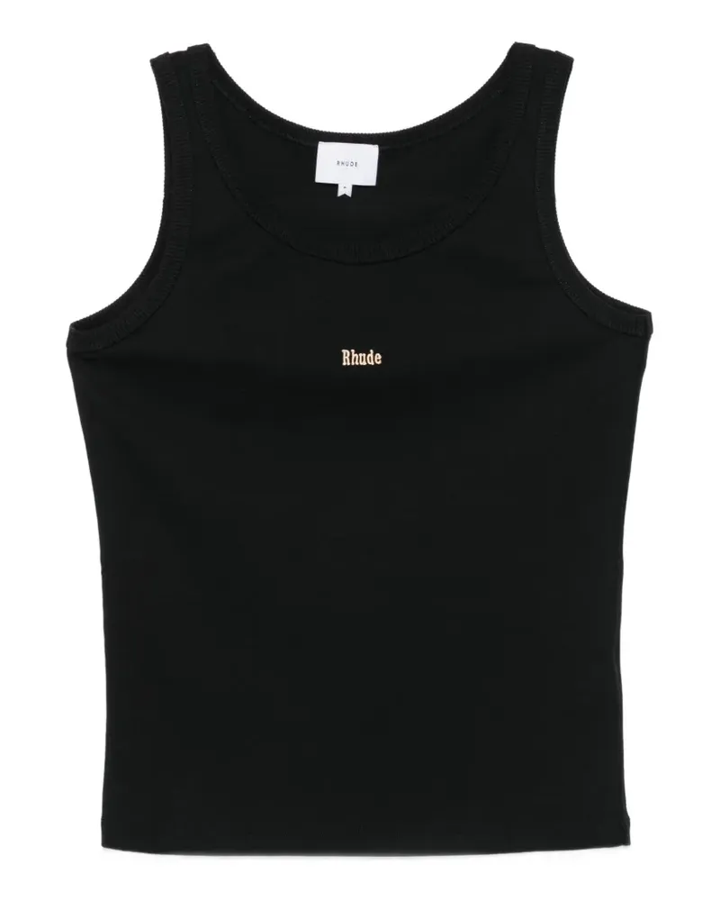 RHUDE Geripptes Top mit Logo-Print - Schwarz Schwarz