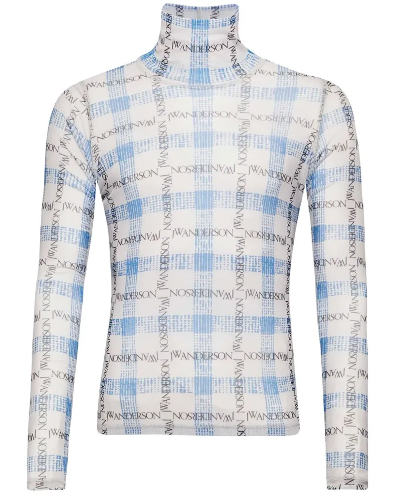 J.W.Anderson T-Shirt mit Logo-Gitter-Print - Blau Blau