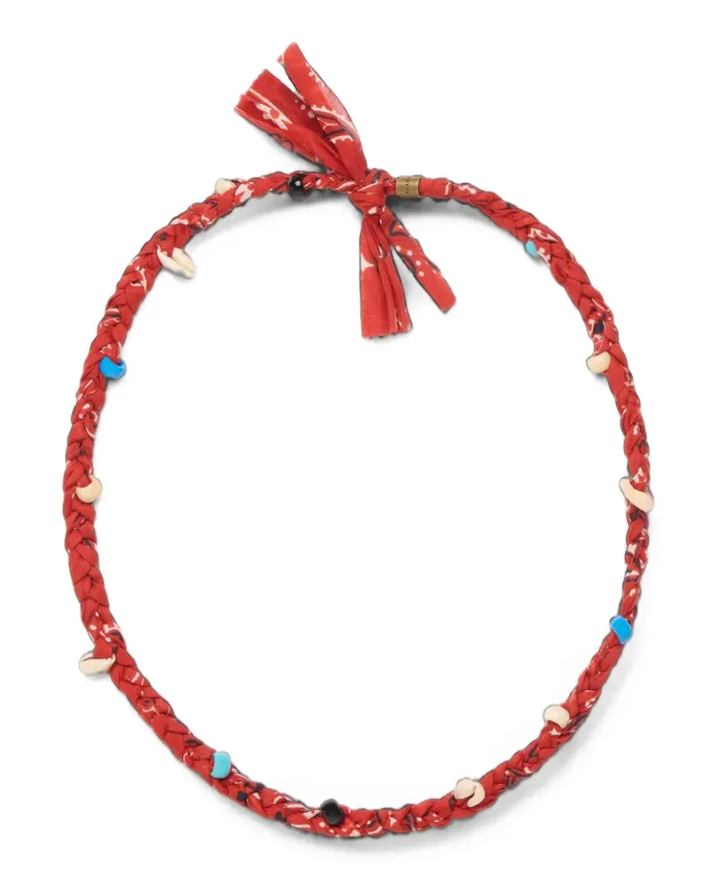 Alanui bead-embellished bandana-print necklace - Rot Rot