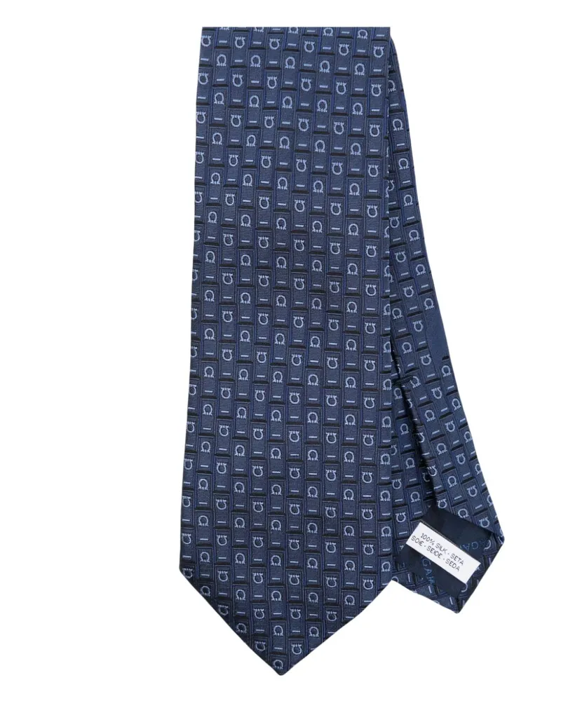 Ferragamo Seidenkrawatte mit Logo-Stickerei - Blau Blau
