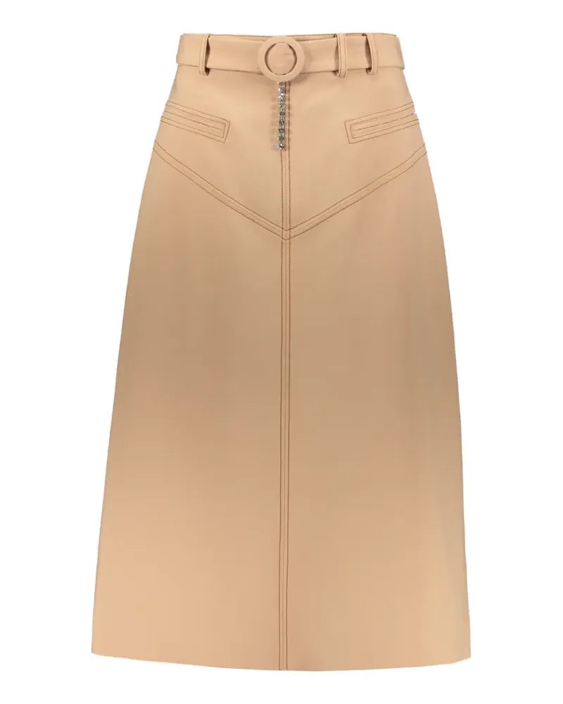 ELLERY belted crystal-embellished midi skirt - Nude Nude