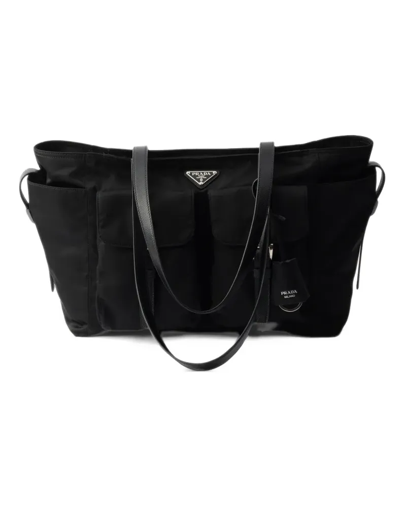 Prada Große Re-Nylon Handtasche - Schwarz Schwarz