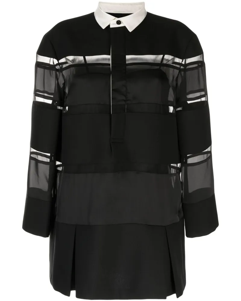 Sacai Minikleid mit Kontrastkragen - Schwarz Schwarz