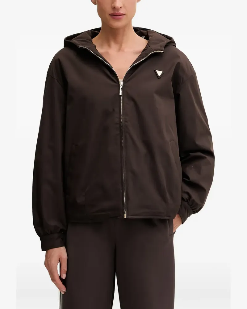 Guess Kapuzenjacke mit Logo-Schild - Braun Braun