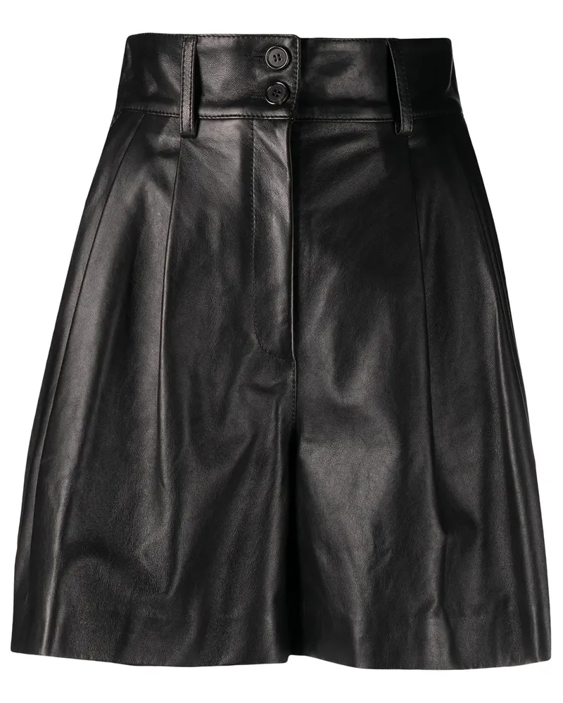 Dolce & Gabbana Ledershorts mit hohem Bund - Schwarz Schwarz