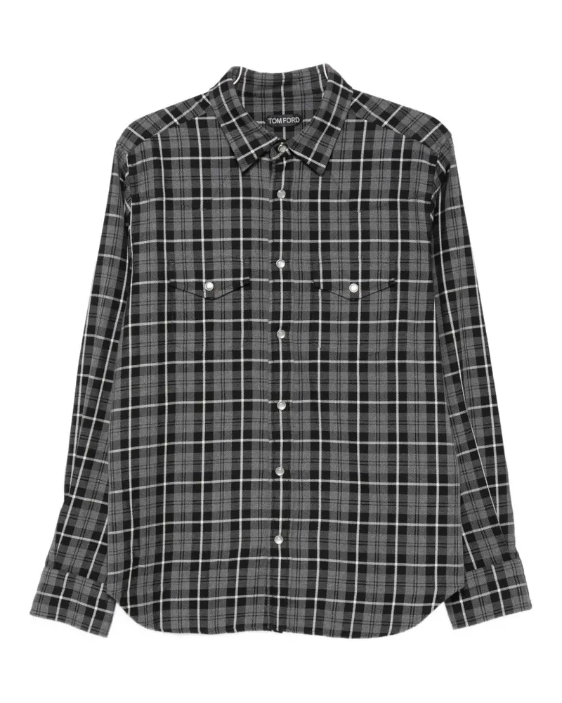 Tom Ford Westernhemd mit Karomuster - Grau Grau