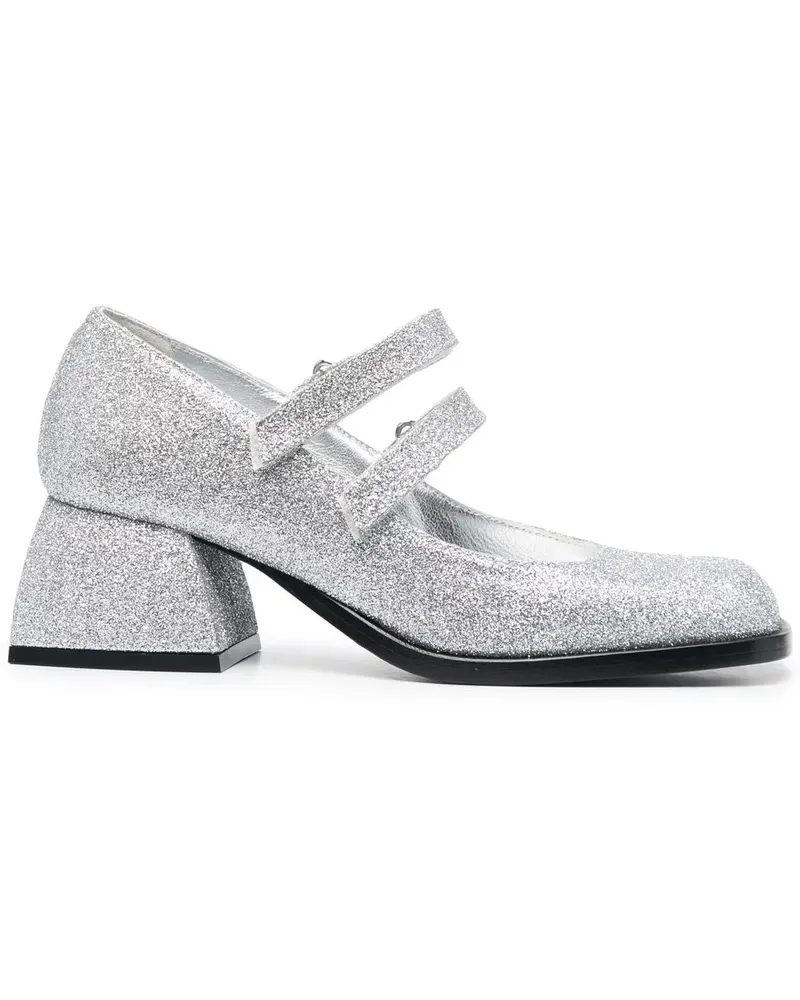 NODALETO Sandalen mit Glitter-Optik - Silber Silber