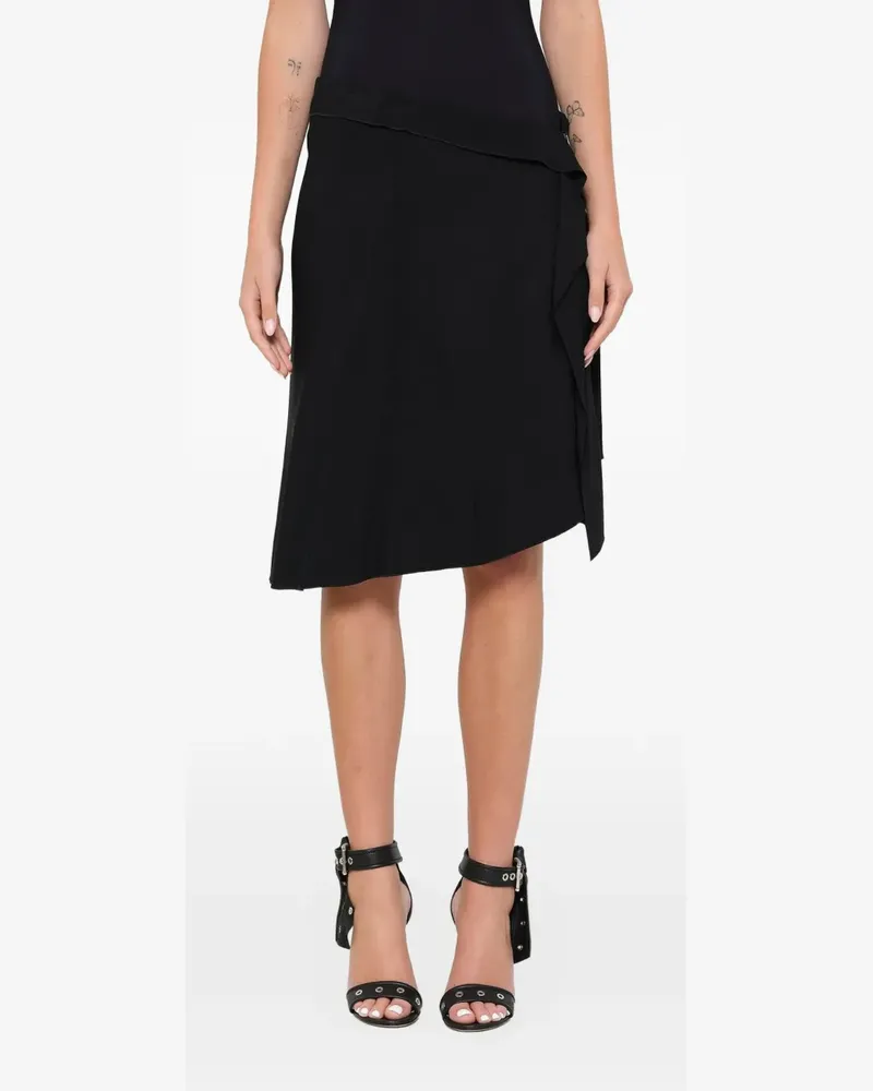 Lanvin asymmetric ruffled midi skirt - Schwarz Schwarz