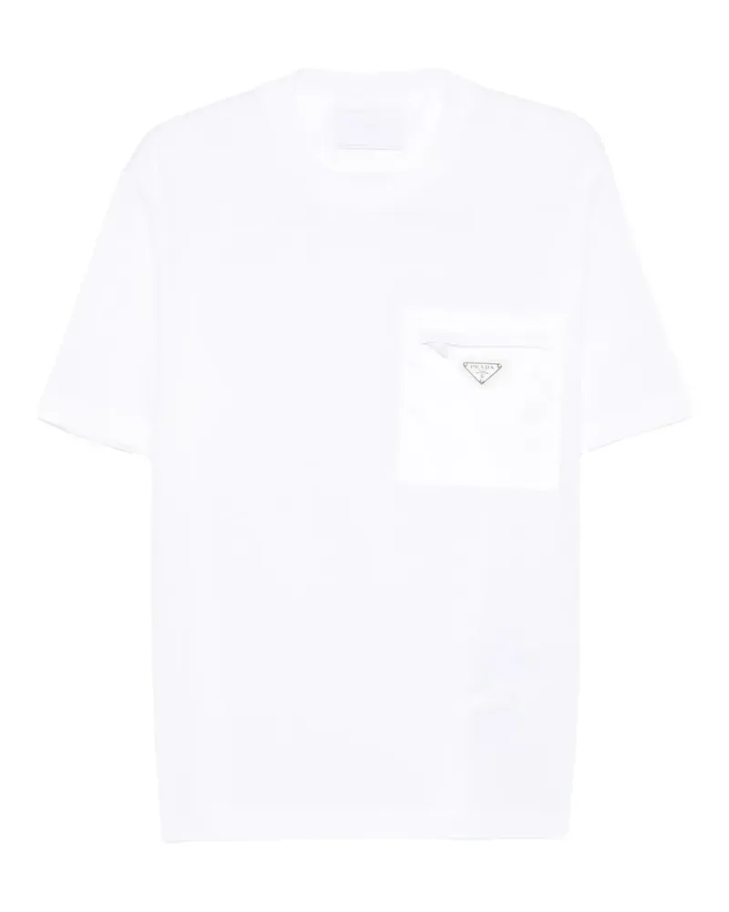 Prada Re-Nylon Hemd mit Triangel-Logo - Weiß Weiß