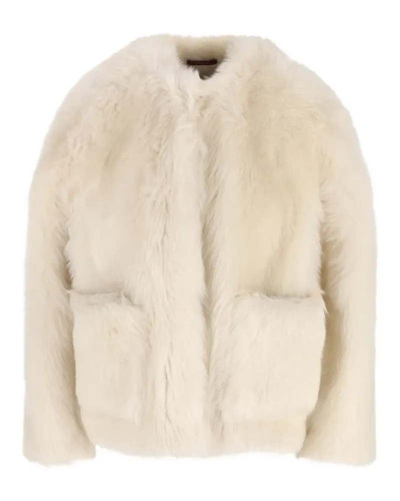Gucci Shearling-Jacke mit Vordertasche - Nude Nude