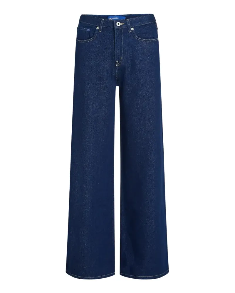 Karl Lagerfeld High-Waist-Jeans mit weitem Bein - Blau Blau