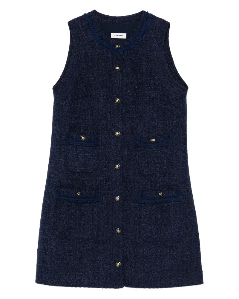 Sandro Tweed-Minikleid mit Klappentasche - Blau Blau