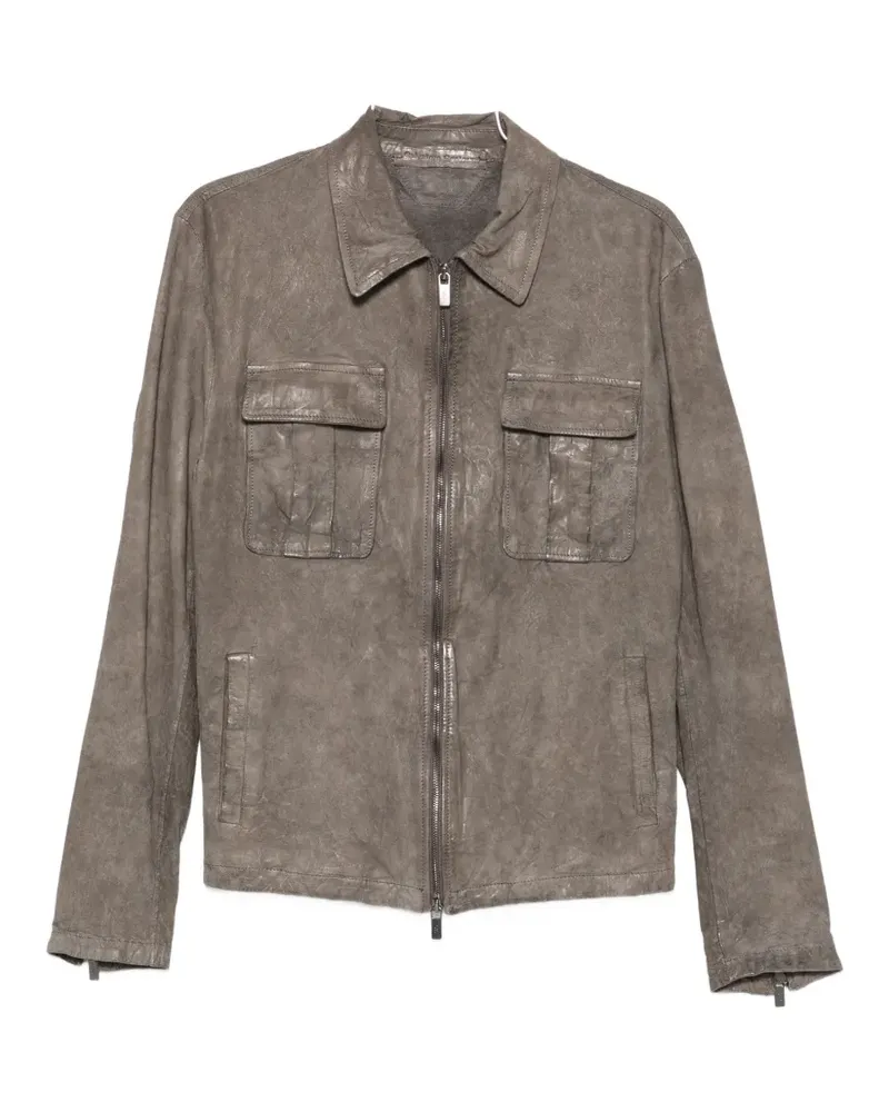 Salvatore Santoro zip-up leather jacket - Grau Grau