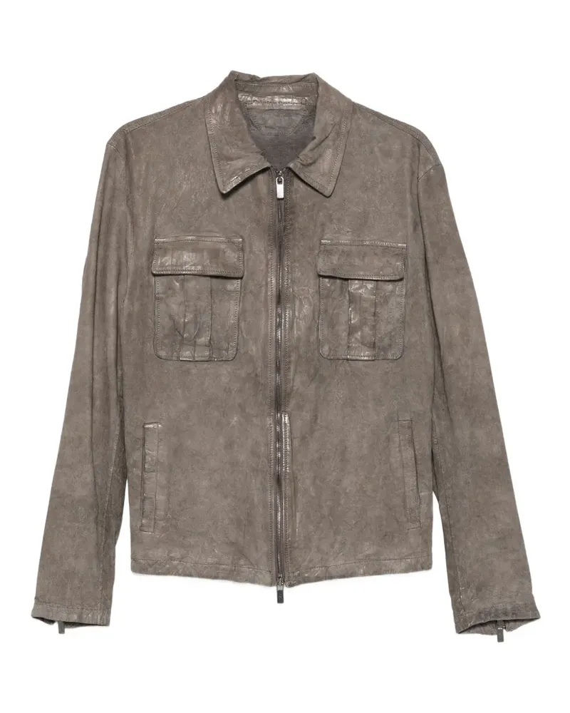 Salvatore Santoro zip-up leather jacket - Grau Grau