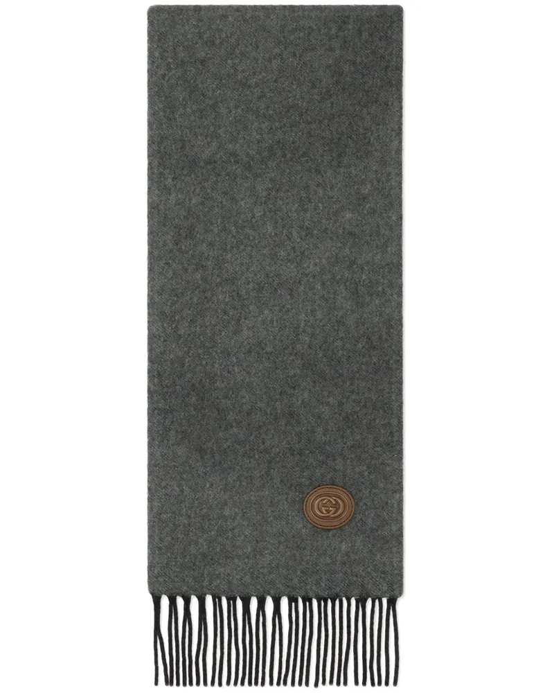 Gucci Kaschmirschal mit GG-Patch - Grau Grau