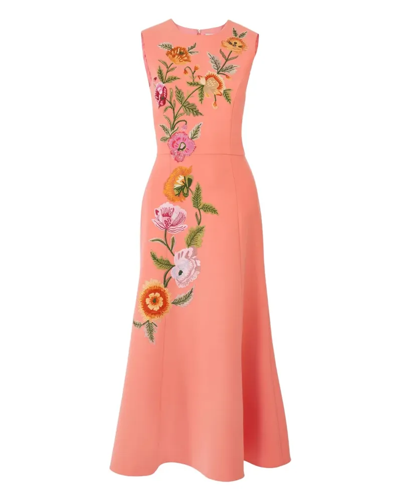 Carolina Herrera New York Midikleid mit Blumenstickerei - Rosa Rosa