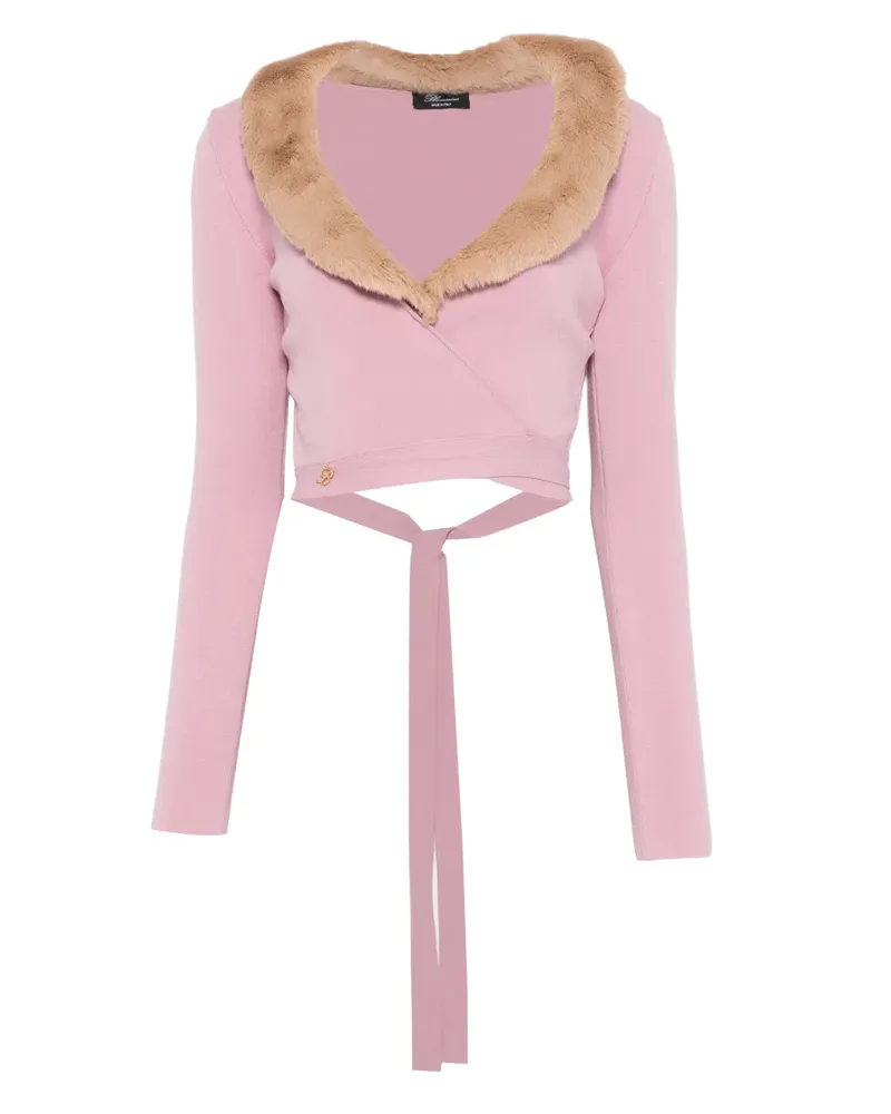 Blumarine Cardigan mit Faux Fur-Kragen - Rosa Rosa