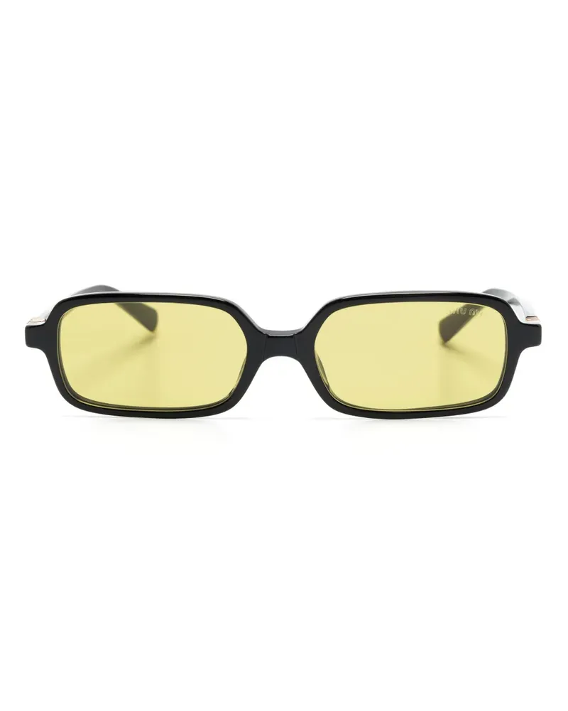 Miu Miu Eckige Sonnenbrille mit Logo-Schild - Schwarz Schwarz