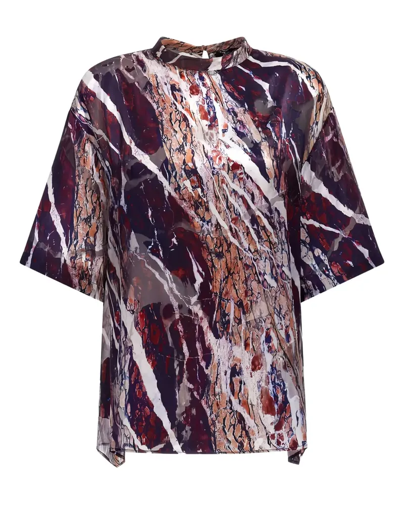 Roberto Cavalli Bluse mit Marmor-Print - Violett Violett