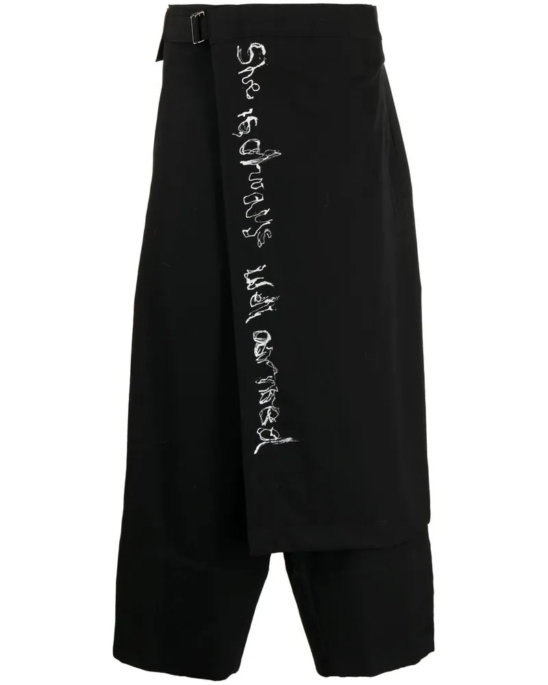 Yohji Yamamoto Gewickelte Cropped-Hose - Schwarz Schwarz