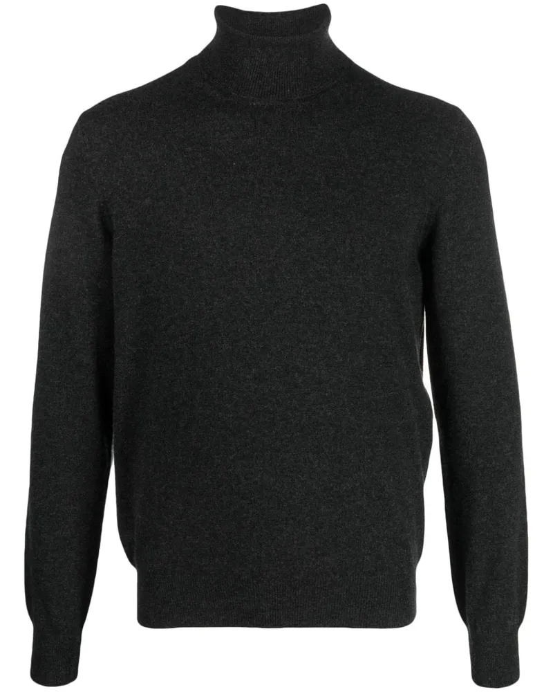 BARBA Rollkragenpullover mit gerippten Details Grau