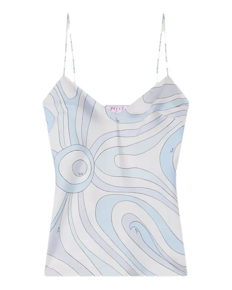 Emilio Pucci Marmo-print silk top - Weiß Weiß