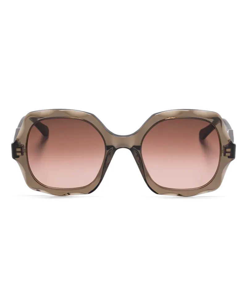 Chloé Sonnenbrille mit eckigem Gestell - Braun Braun