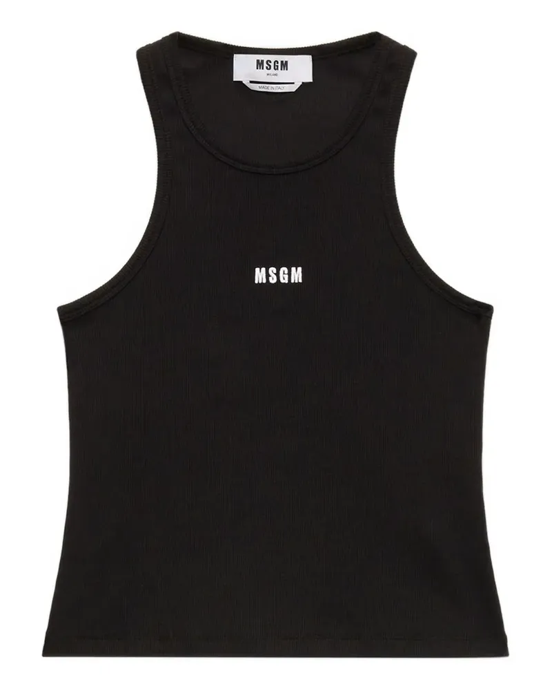 MSGM logo-detail ribbed tank top - Schwarz Schwarz