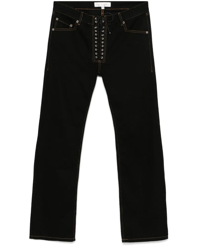 Ludovic de Saint Sernin Straight-Leg-Jeans mit Schnürung - Schwarz Schwarz