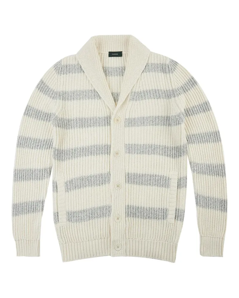 Slowear Gestreifter Cardigan mit Schalkragen - Nude Nude