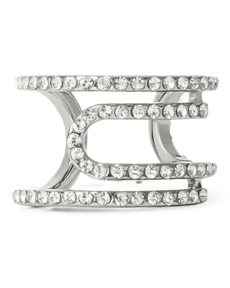OFF-WHITE Paperclip strass-embellished ring - Silber Silber