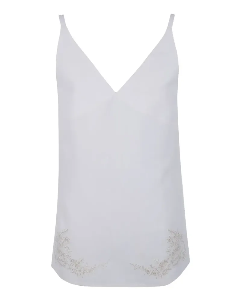 Semicouture floral-embroidered V-neck tank top - Weiß Weiß