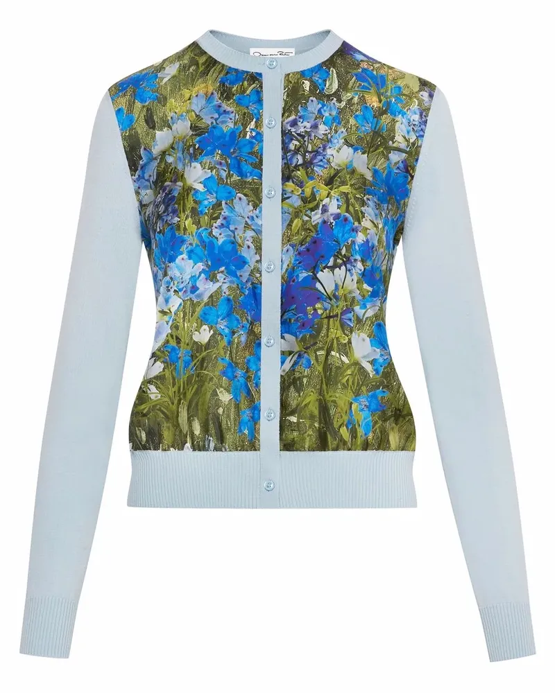 Oscar de la Renta Cardigan mit Aquarell-Print - Blau Blau