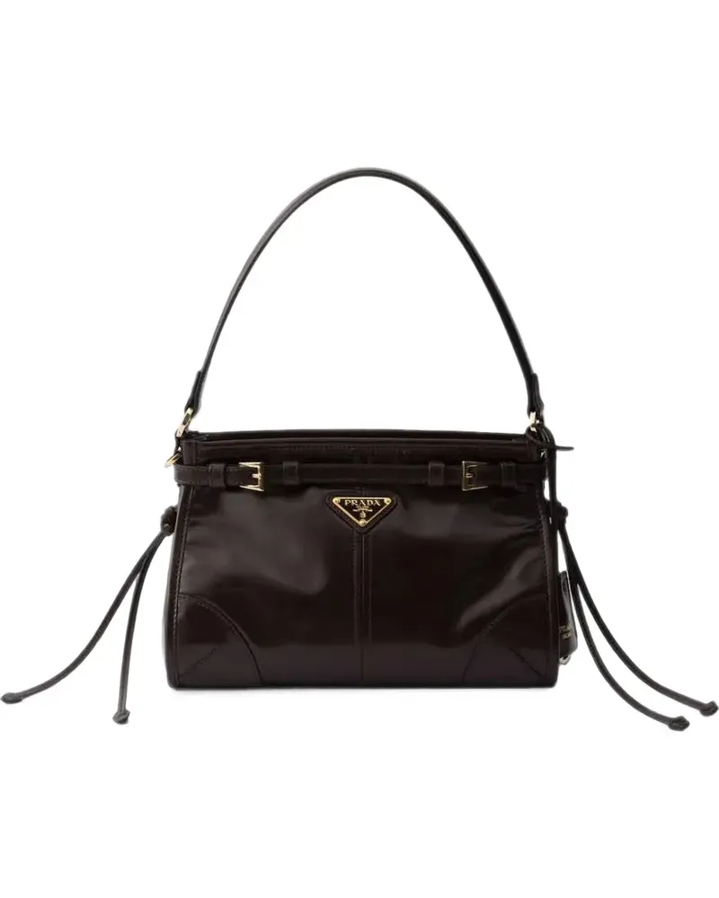 Prada buckle-detail leather shoulder bag - Braun Braun