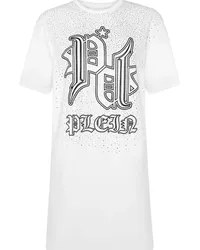 Philipp Plein T-Shirtkleid mit Kristall-Logo Weiß