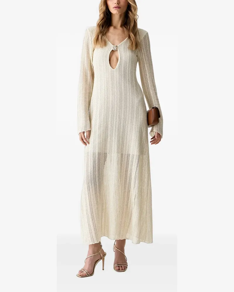 HAVEONE Maxikleid mit Lochstrickmuster - Nude Nude