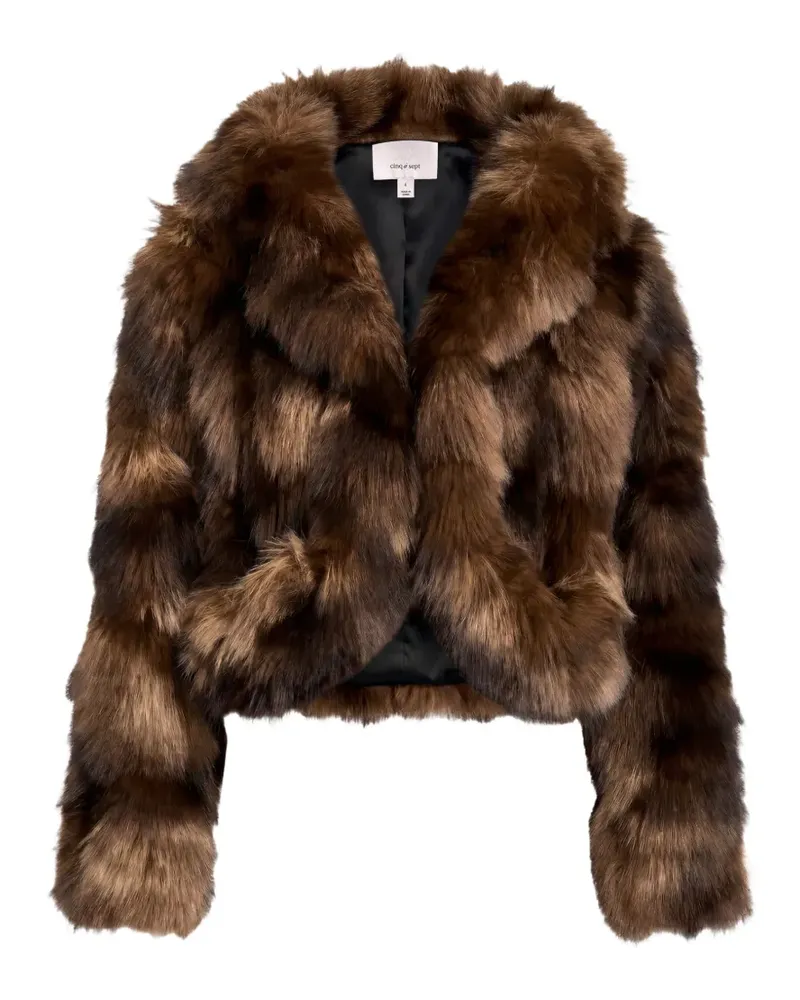 Cinq à Sept Sybella Patchwork-Jacke aus Faux Fur - Braun Braun