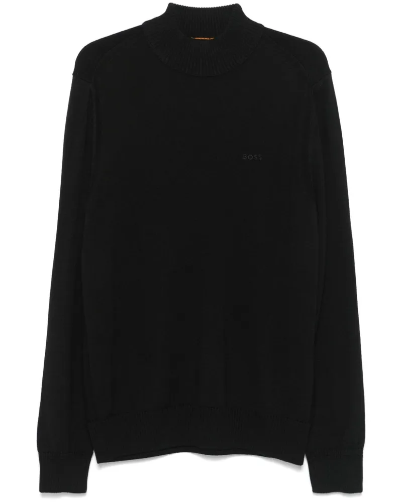 HUGO BOSS Pullover mit Logo-Stickerei - Schwarz Schwarz