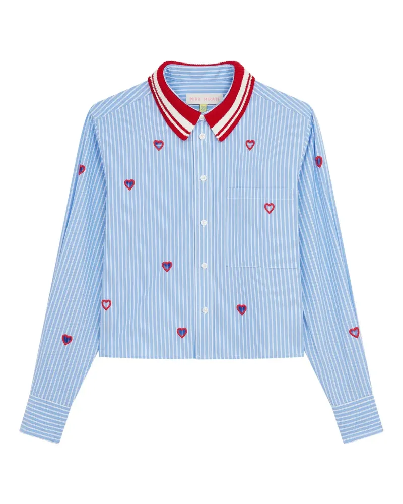 Mira Mikati heart-embroidered striped shirt - Blau Blau