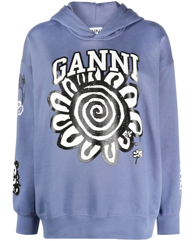 Ganni Hoodie aus Bio-Baumwolle - Blau Blau