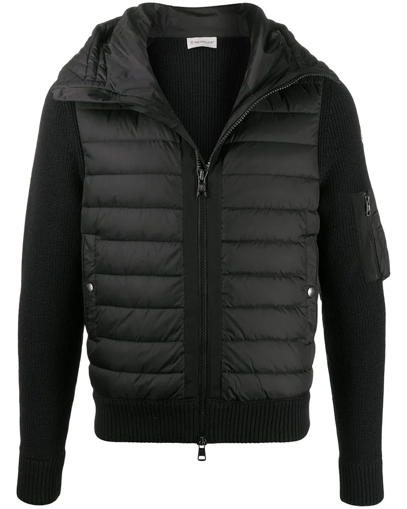 Moncler Kapuzenjacke mit gesteppten Einsätzen - Schwarz Schwarz