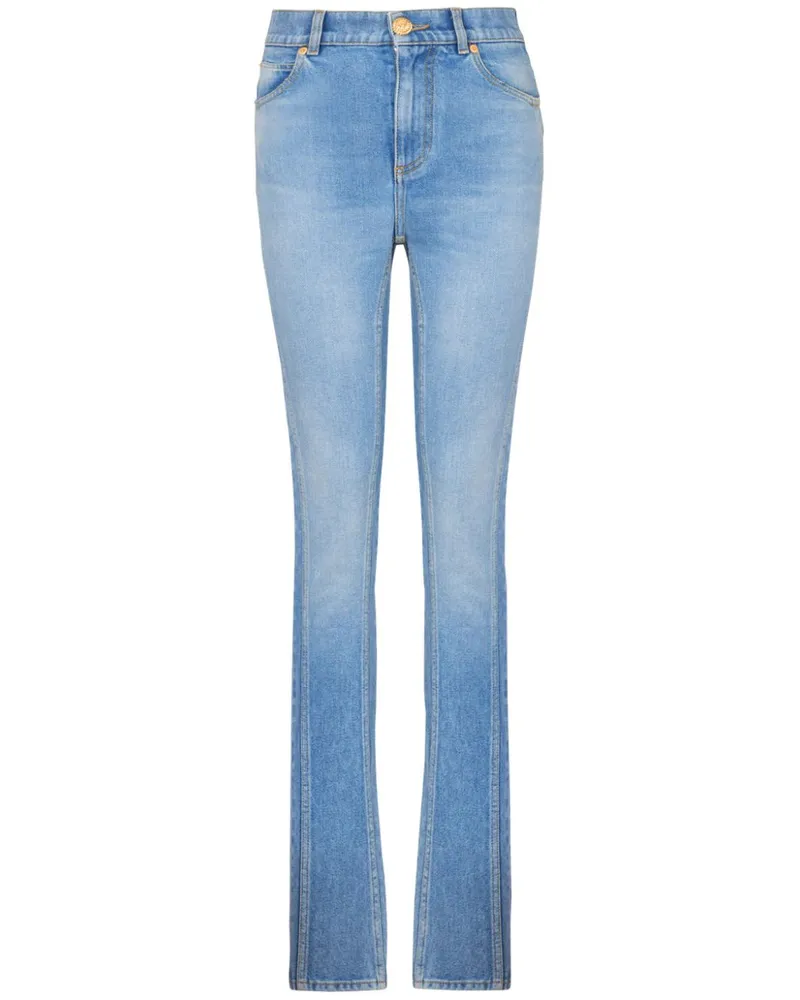 Balmain Schmale High-Rise-Jeans - Blau Blau