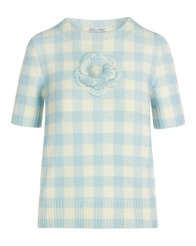 Oscar de la Renta T-Shirt mit Vichy-Karo - Blau Blau