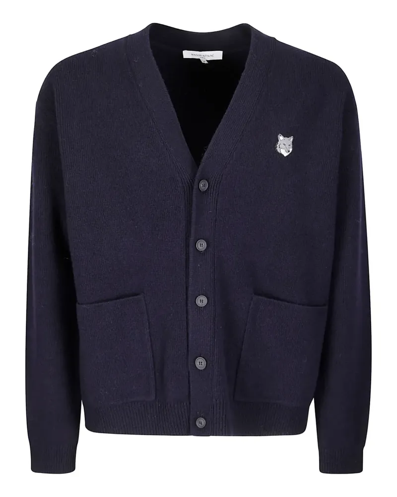 Kitsuné button-fastening fox head-patched cardigan - Blau Blau