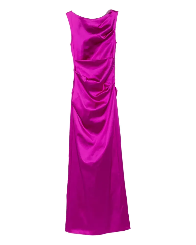 Talbot Runhof sleeveless draped satin dress - Violett Violett