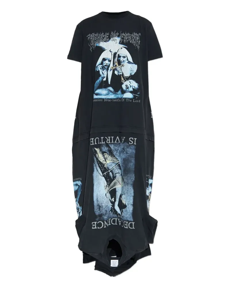 VETEMENTS Maxikleid mit grafischem Print - Schwarz Schwarz