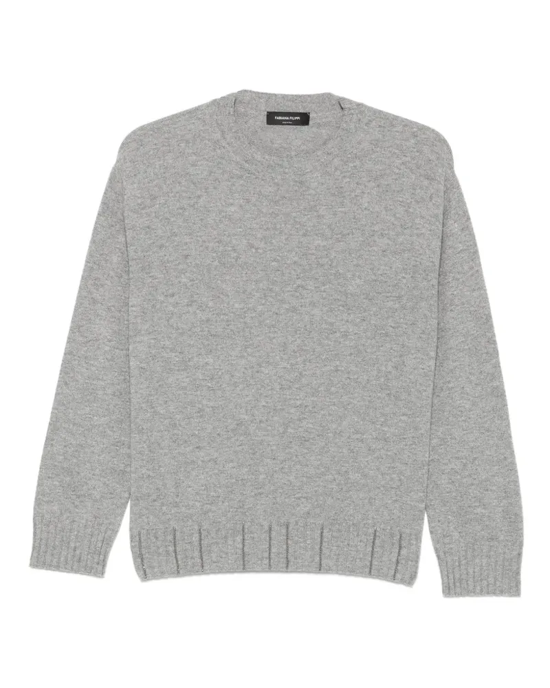 Fabiana Filippi Pullover mit Perlen und geripptem Besatz - Grau Grau