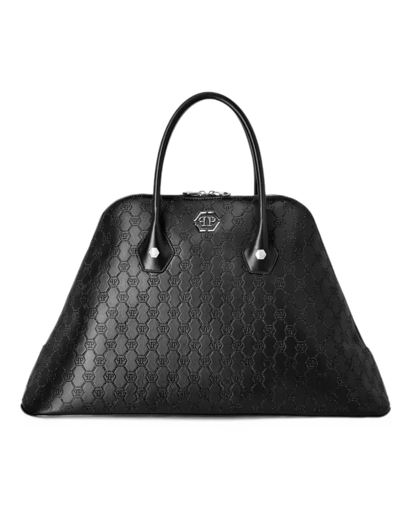 Philipp Plein Majestic Monogram Strass Schultertasche - Schwarz Schwarz
