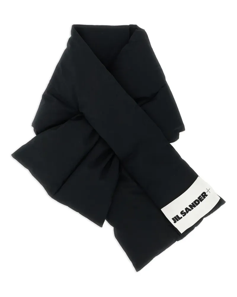 Jil Sander Wattierter Schal mit Logo-Patch - Schwarz Schwarz