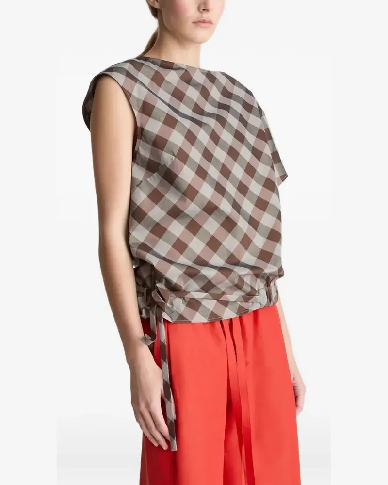 Lee Mathews Karierte Teresa Bluse - Braun Braun